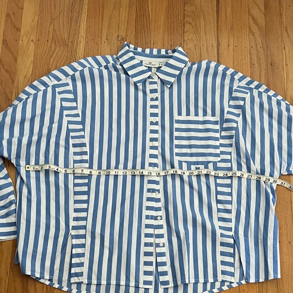 Classic Blue & White Striped womwns Button-Up Shirt - Picture 9 of 9
